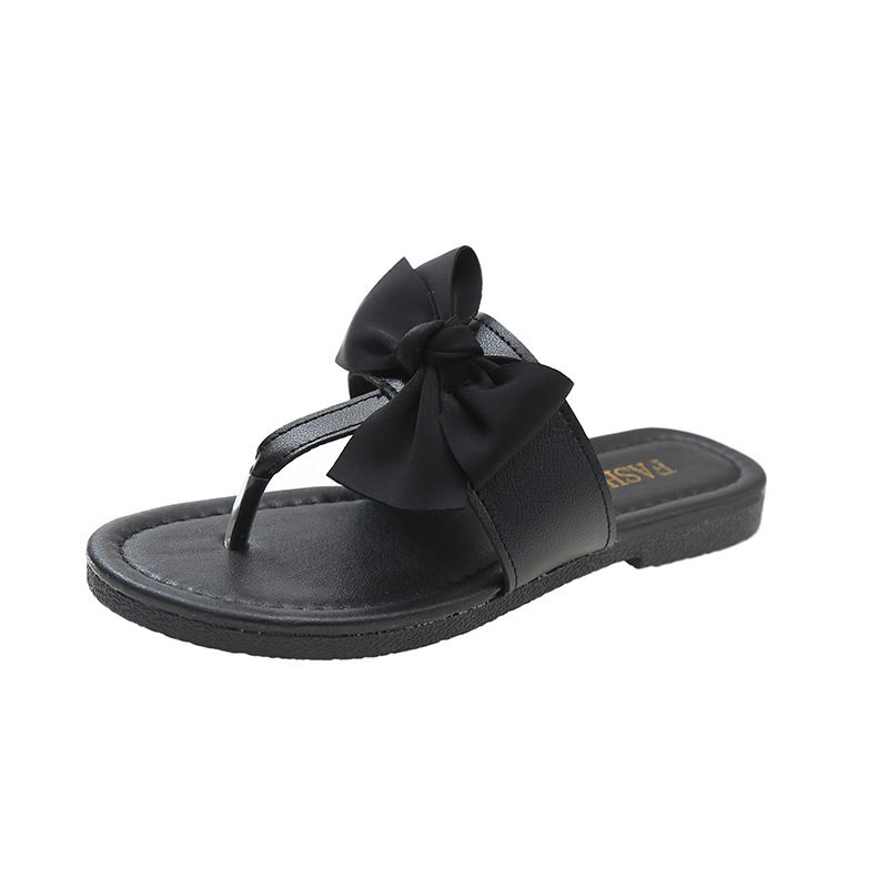 Net Infrared Wears New Style Clip-toe Word Flat Bottom Tow-heel Pantofole casual da donna Pantofole da spiaggia a forma di T cross-border bowknot_voghion.com