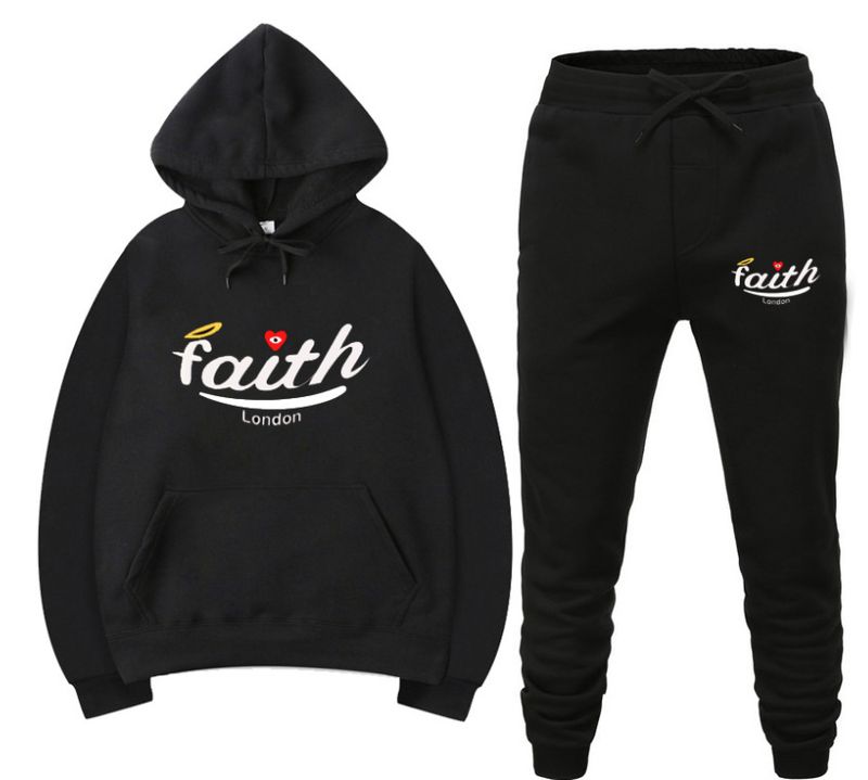 Hooded sweatshirt pullover autumn and winter heart inted suit casual sports suit _voghion.com
