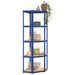 5-Layer Corner Shelf Blue Steel&Engineered Wood_voghion.com
