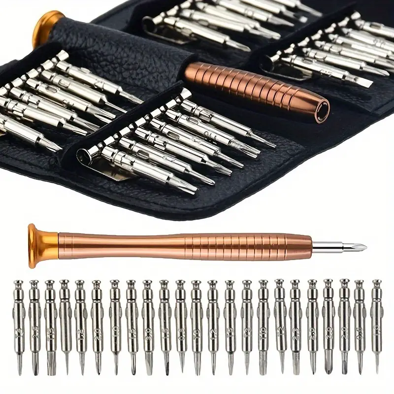 1 set, precisieschroevendraaierset, 25 in 1 reparatiegereedschapsset, kleine schroevendraaierset, ster-/Y-type-/platte-/driehoekschroevendraaiers F_voghion.com