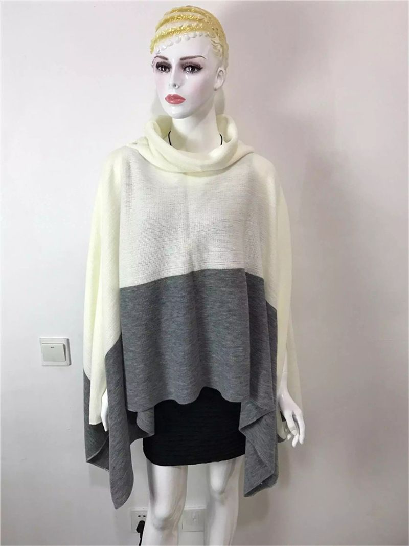 2022 Nuovo mantello con collo alto in imitazione cashmere di lana, scialle, felpa con cappuccio, maglione lavorato a maglia, abbigliamento femminile alla moda_voghion.com