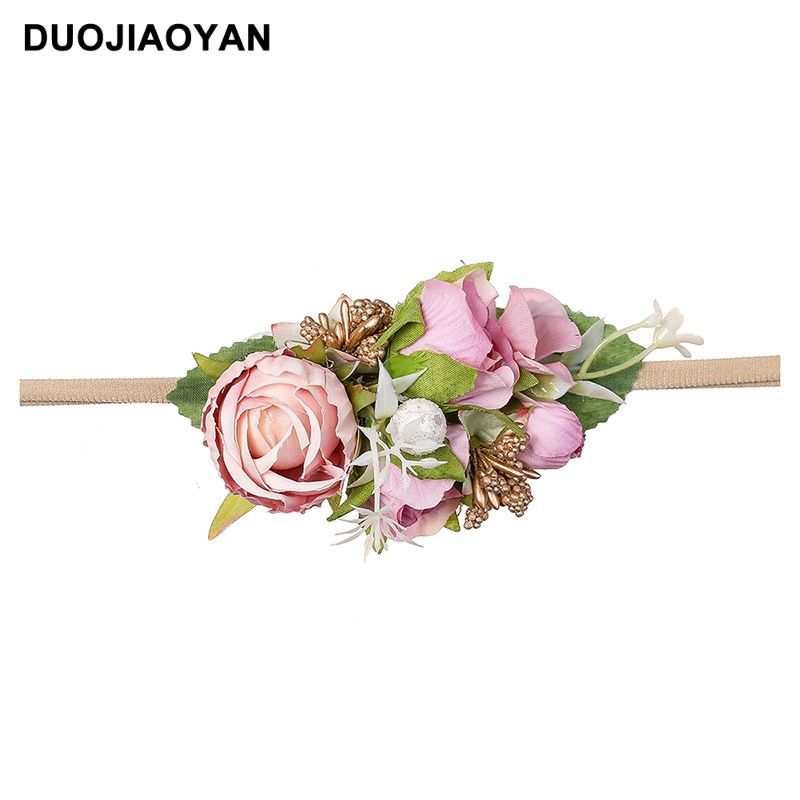 Hot Selling Cloth Flower Children's Hair Accessories Baby Hair Accessories Nylon Elastic Hair Bands Baby Photography Props_voghion.com