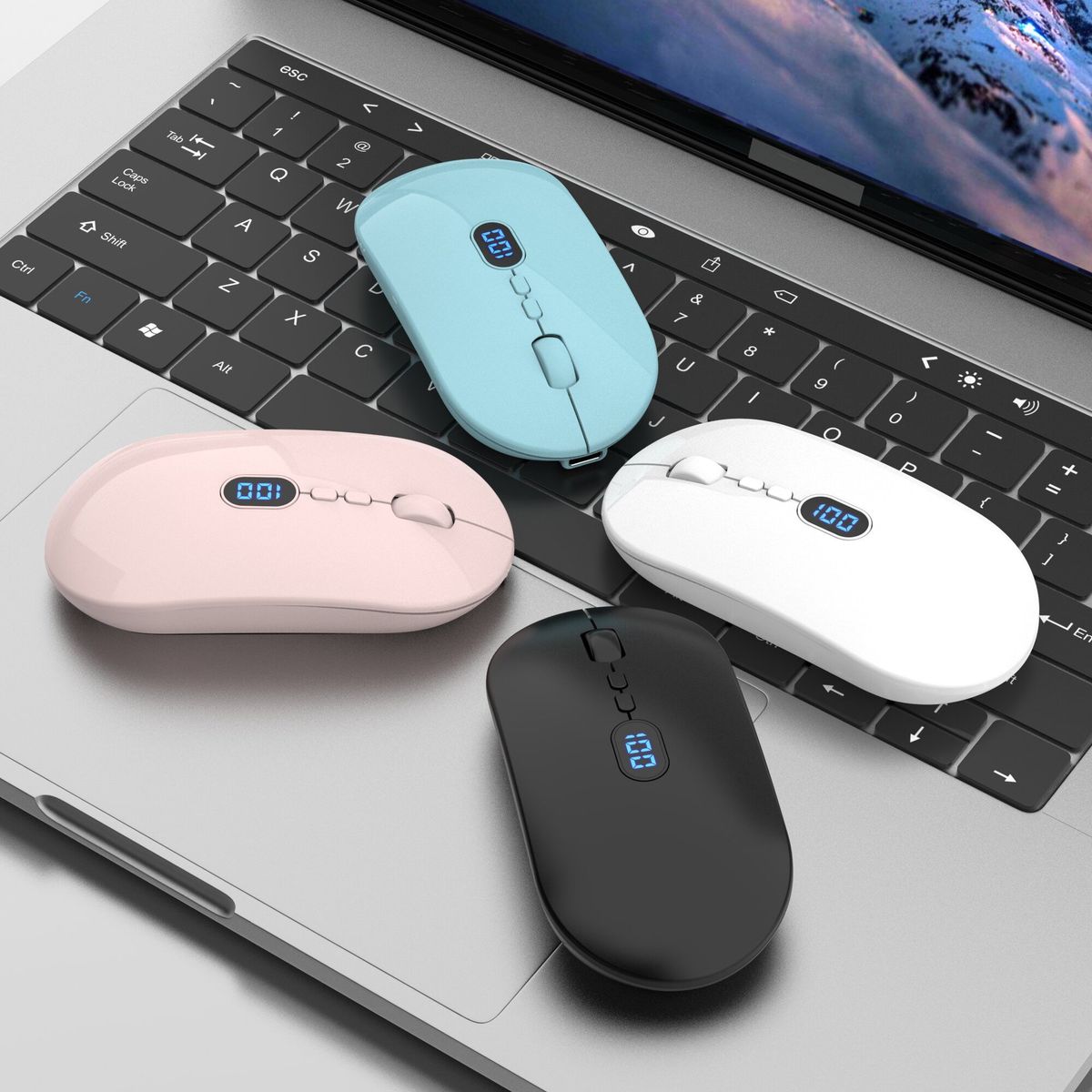 Nuovo display di alimentazione Ricarica wireless Computer portatile silenzioso Mouse da ufficio aziendale_voghion.com
