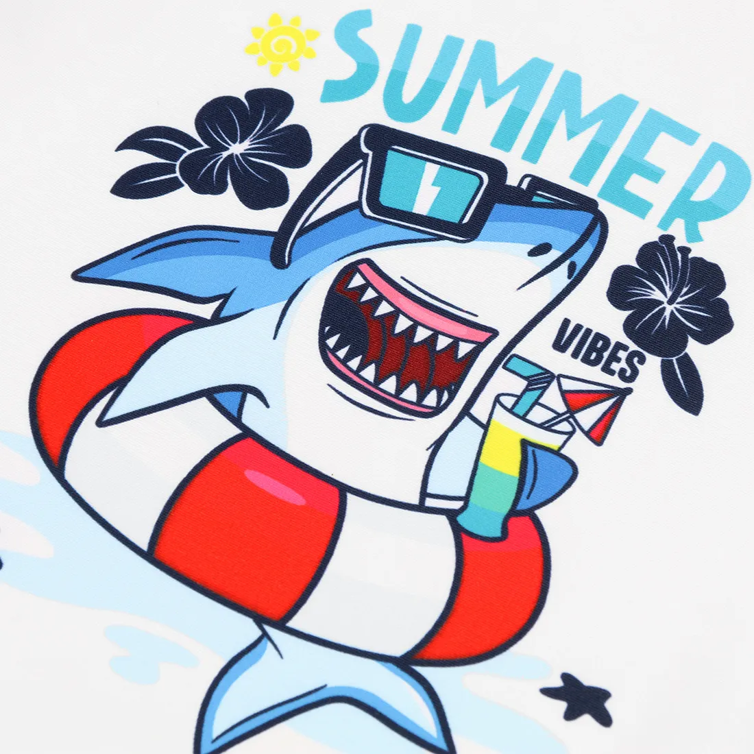 Maillot de bain pour enfant, maillot de bain pour garçon, manches courtes, boxer, col rond, chapeau de diable, crème solaire, imprimé dessin animé_voghion.com