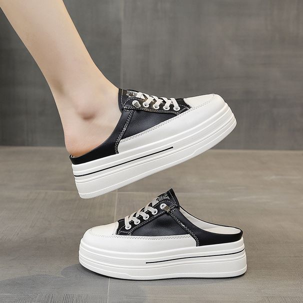 Λευκά παπούτσια, Γυναικεία Καλοκαιρινή Χοντρή Σόλα Άνοιξη 2025 Νέα, Εξωτερικά ρούχα, Μονόκλωτο_voghion.com