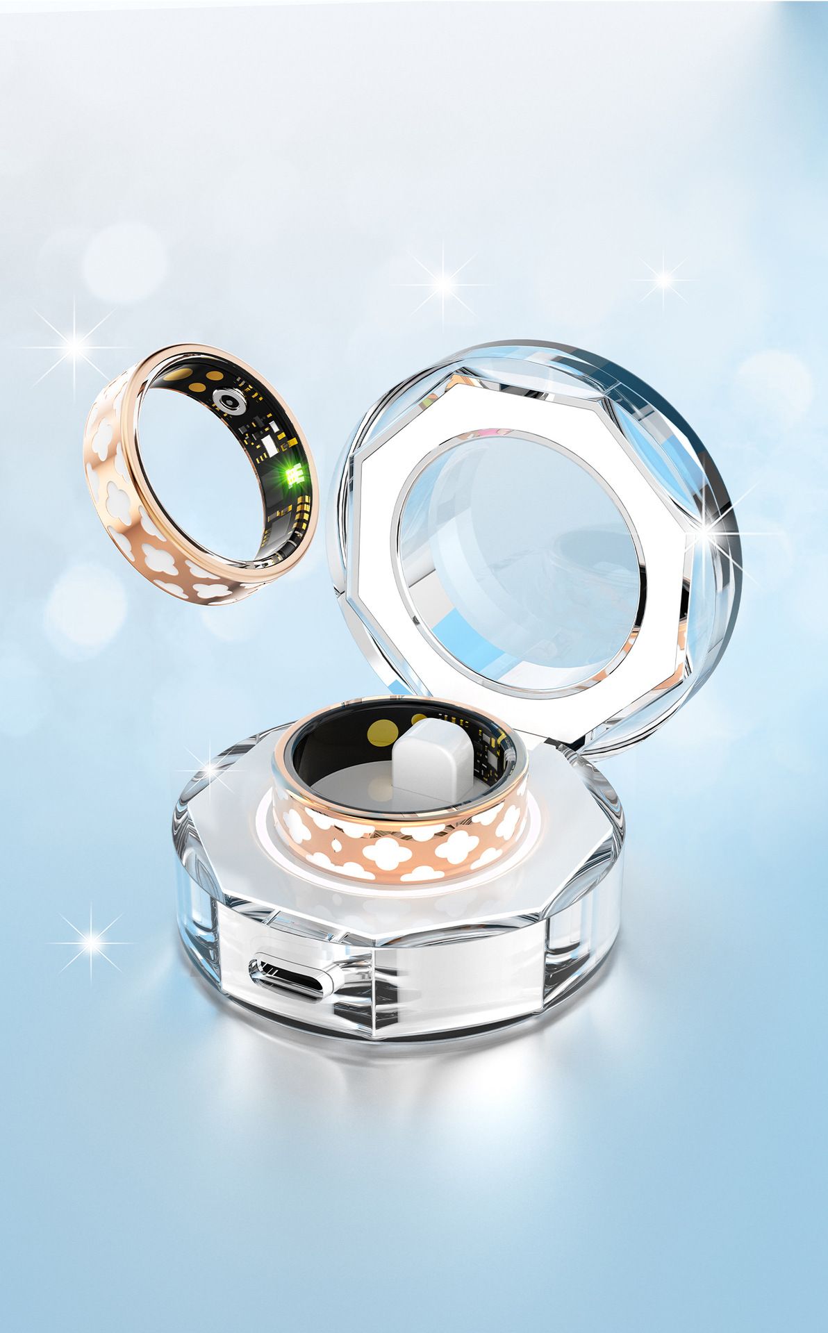 Bague connectée R10M avec moniteur de fréquence cardiaque, de pression artérielle, d'oxygène dans le sang et de sommeil, podomètre multisports à distance_voghion.com