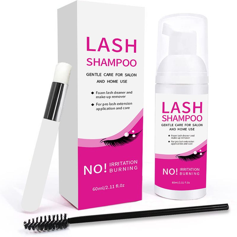 Detergente per extension ciglia 2,03 oz Shampoo schiumogeno quotidiano per extension ciglia, Pennello per trucco ciglia, Shampoo per extension ciglia_voghion.com