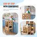 Tower Step Stool, Foldable Toddler Stool 3-Level Adjustable Height Toddler Step Stools With Safety Net, Solid Wood Kids Standing Tower Learning Sto_voghion.com