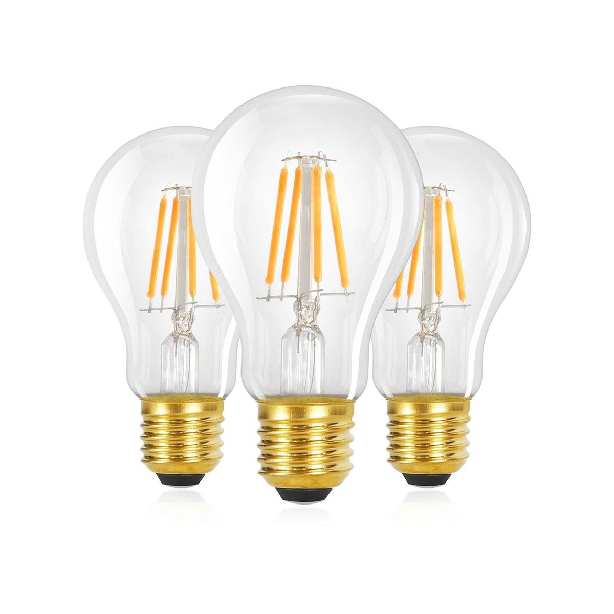 Glitzerlife 3er Pack LED E27 Glühbirne: A60 Vintage Lampe Edison Leuchtmittel 4W 2700K Warmweiß_voghion.com