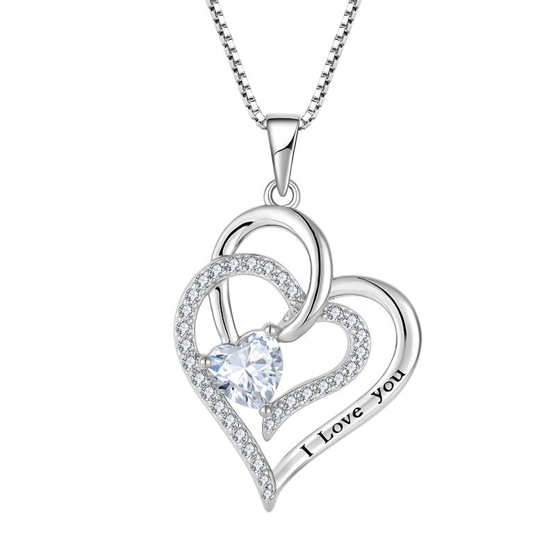Collana con ciondolo in zircone S Sterg a forma di cuore con catena per clavicola, commercio estero, gioielli in argento transfrontaliero_voghion.com