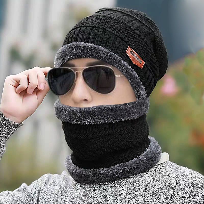 Cappello sciarpa di nuovo stile 2024 con cappello caldo lavorato a maglia per ciclismo all'aperto e isolamento invernale, cappello di lana per uomo, cappello pullover_voghion.com