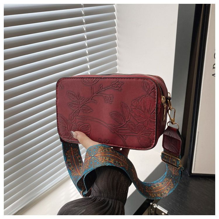 Borsa a tracolla piccola quadrata da donna, casual, semplice, retrò, alla moda, monospalla, in PU, a fascia larga_voghion.com