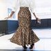 Women's Leopard Print Fishtail Midi Skirt – Stretchy Polyester Wrap Skirt With Elastic Waist For Casual & Night Out (S-XXL)_voghion.com
