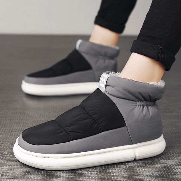 2023 nuove scarpe invernali in cotone genitore-figlio più velluto per mantenere le coppie calde, scarpe da uomo alte da neve per interni ed esterni_voghion.com