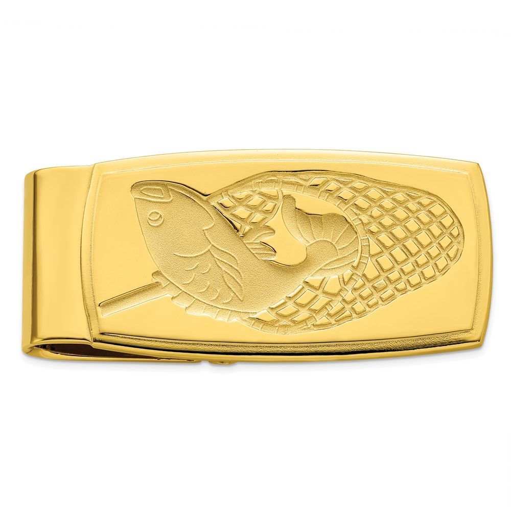 Gold-plated Kelly Waters Fish In Net Hinged Money Clip_voghion.com