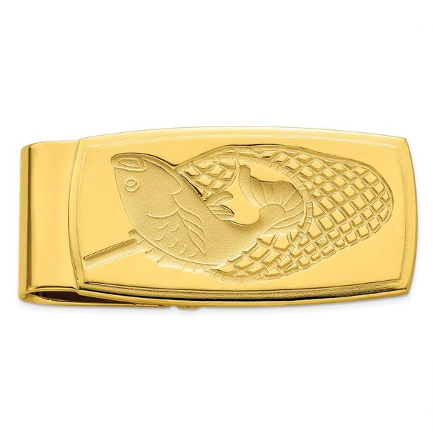 Gold-plated Kelly Waters Fish In Net Hinged Money Clip_voghion.com