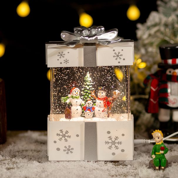 Juldekoration presentask kristallkula automatisk snöspeldosa Julklapp Jultomten nattlampa_voghion.com