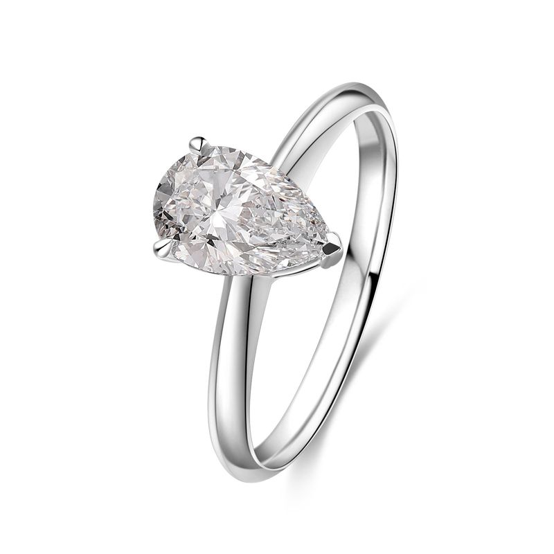 Pear Shaped Single Diamond Gold Inlaid Cultured Diamond Ring K Gold Ring Engagement 1 Carat Real Diamond Platinum Ring Plain Ring_voghion.com