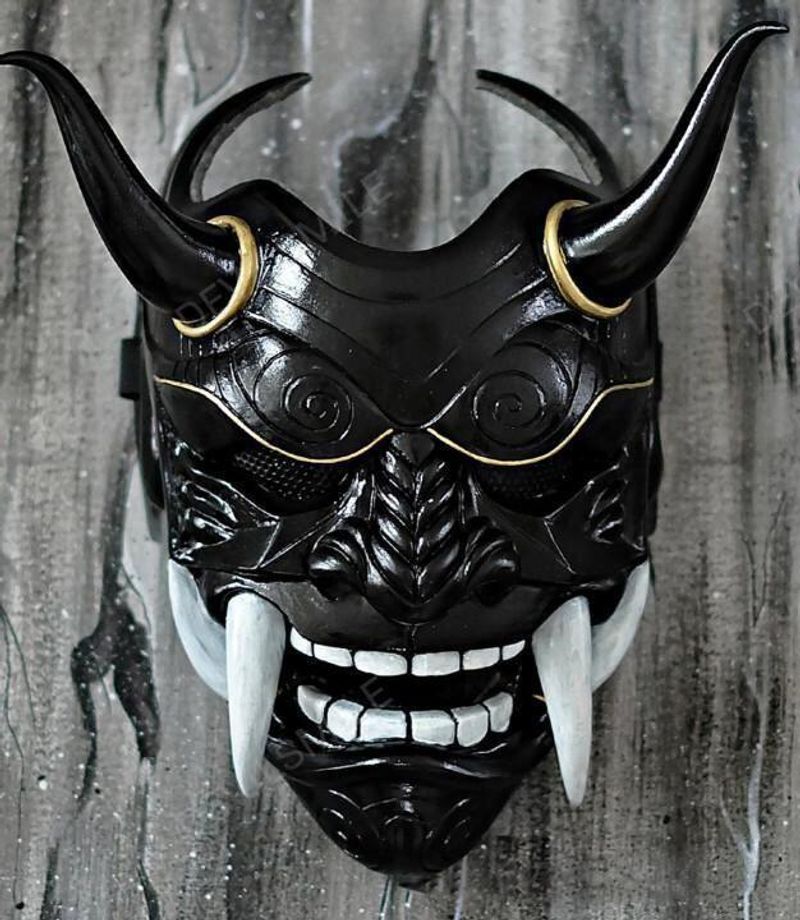 Masque de fantôme rouge en résine pour cosplay Noh Drama Prajna Halloween_voghion.com
