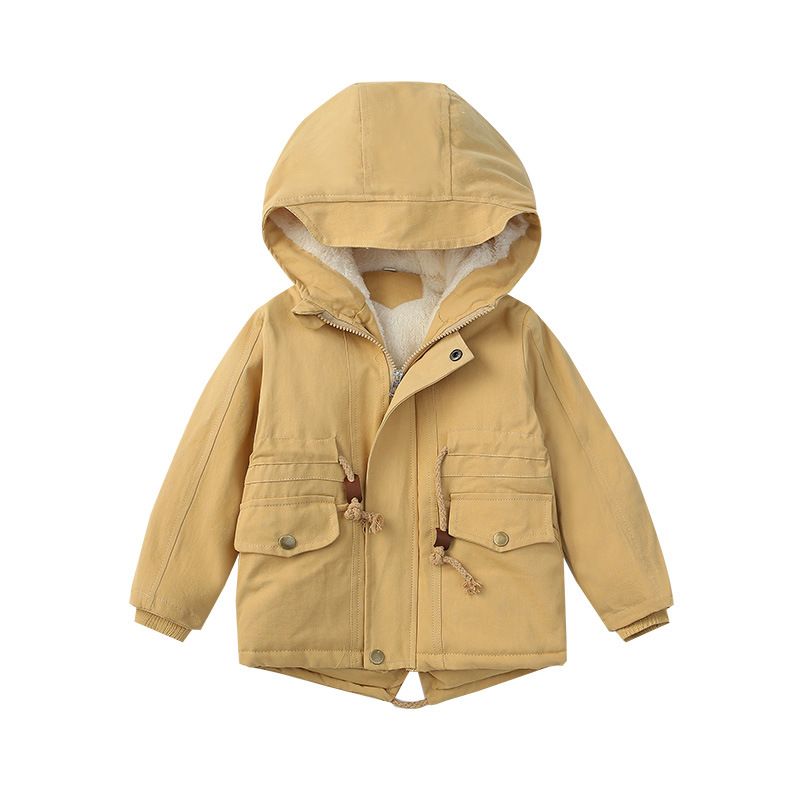 Children's Swallowtail Hooded Boys' Cotton Padded Jacket Girls' Thickened Plush Cotton Padded Jacket Winter Children's Clothing Jacket_voghion.com