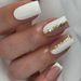 White French 24Pcs Fake Nails Full Cover Nail Tips Mid-length Square False Nails with Rhinestone Design Wearab_voghion.com