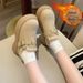 Tênis plataforma macios para mulheres - Sapatos quentes de inverno sem cadarço com forro de pele sintética, botas casuais de bico redondo sem cadarço para uso diário_voghion.com