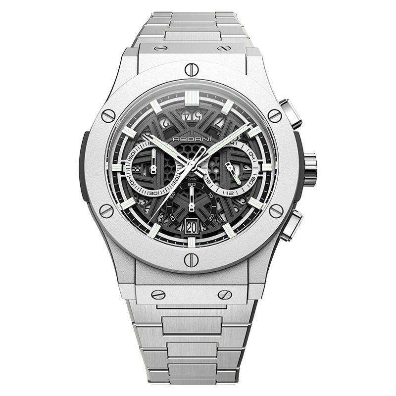 Reloj de cuarzo luminoso, multifuncional, resistente al agua, para hombre, con cronógrafo, indicador de fecha y correa de acero inoxidable (talla 42 mm)_voghion.com