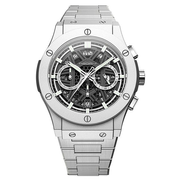 Reloj de cuarzo luminoso, multifuncional, resistente al agua, para hombre, con cronógrafo, indicador de fecha y correa de acero inoxidable (talla 42 mm)_voghion.com