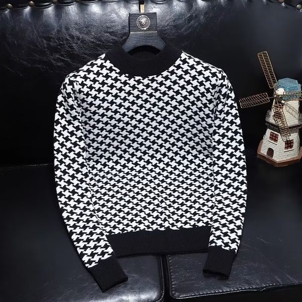 Tröja herr 2024 höst och vinter Ny slim fit mode tröja med tröja avslappnad varm bottenskjorta långärmad herr_voghion.com