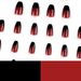 Wearing Red Nail Polish and Black French Style Nail Stickers with Detachable Nail Patches_voghion.com