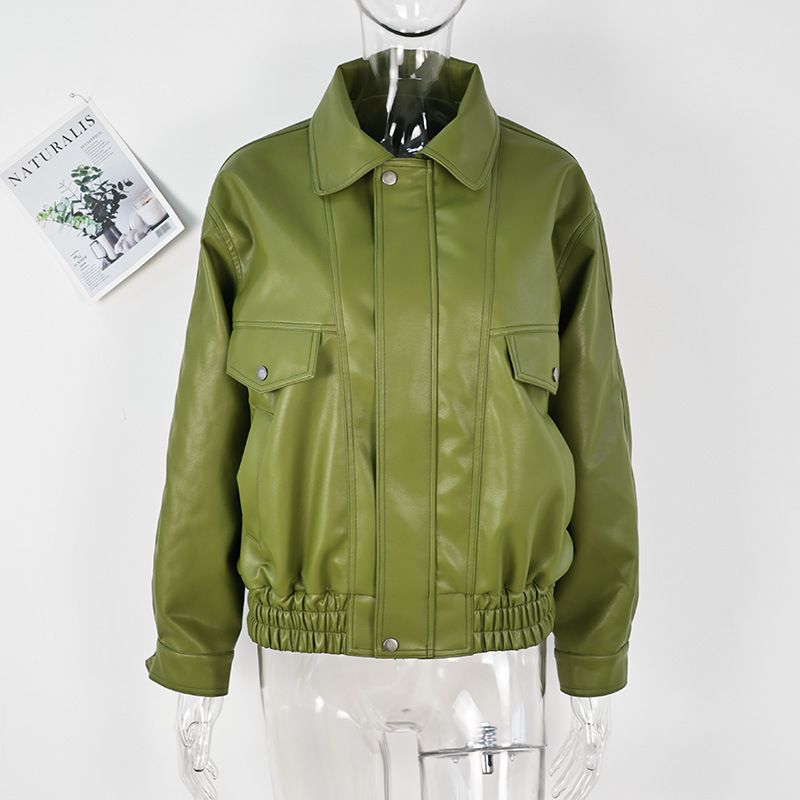 Trendy Women's PU Leather Jacket With Adjustable Cuffs, Retro Biker Style, Notched Lapel, Short Cropped Fit – Available In Wine Red, Classic Red_voghion.com