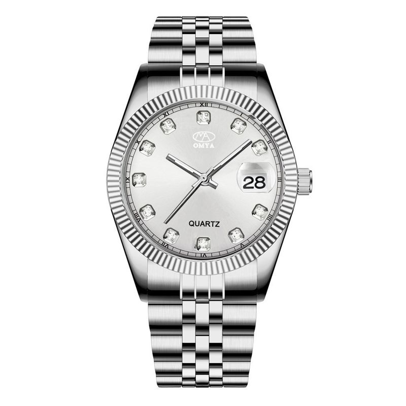 OMYA Orologi da coppia impermeabili con calendario e orologio da polso al quarzo in acciaio inossidabile_voghion.com