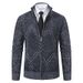 "Men’s Fleece-Lined Stand Collar Knit Sweater – Slim-Fit Long Sleeve Pullover With Breathable Polyester Blend & Wrinkle-Free Finish_voghion.com
