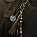 Elegant Beaded Tassel Keychain - Vintage Boho Handmade Bag Charm Accessory With Wooden Beads_voghion.com