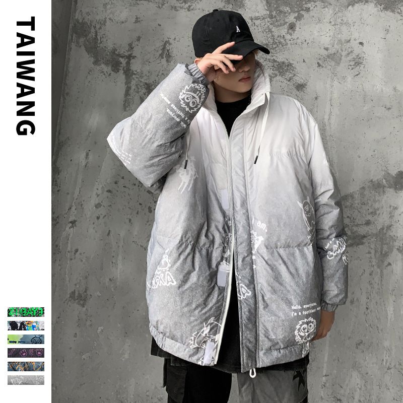 Men's Clothing Fashionable Bear Silk cotton Jacket Men's New Winter Jacket Youth Snowflake Print Silk cotton Jacket_voghion.com