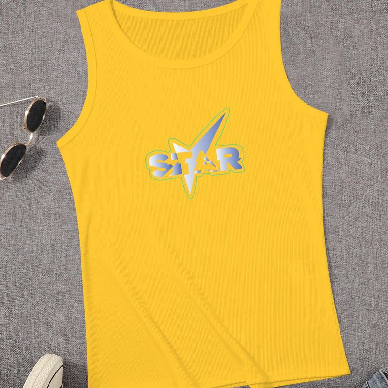 Casual Solid Color Ribbed Crop Tank Top for Women Summer Slim Fit Stretchy Sleeveless Vest Undershirt_voghion.com