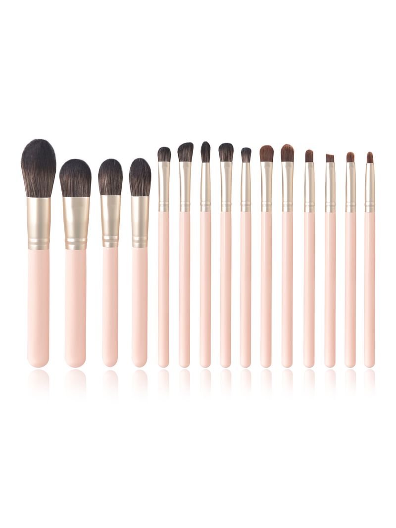Set di pennelli per trucco professionale di vendita calda transfrontaliera di qualità rosa da 15 pezzi_voghion.com