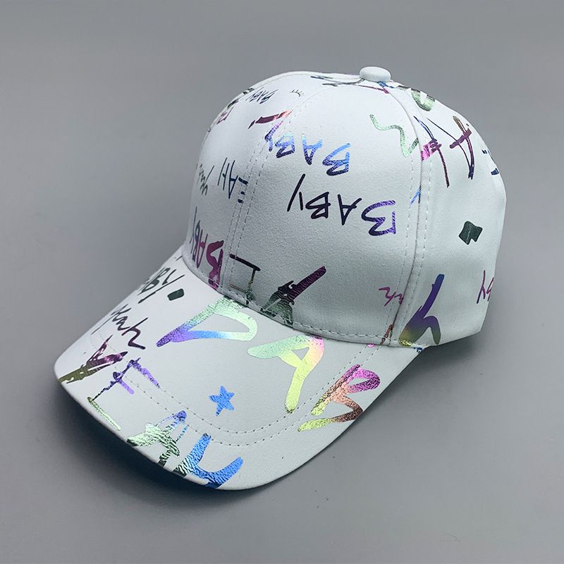 Hip Hop Farbverlauf Bunter reflektierender Buchstabe Herren- und Damen-Baseball-Baumwoll-Gold-Sport-atmungsaktive modische Sonnenhut_voghion.com