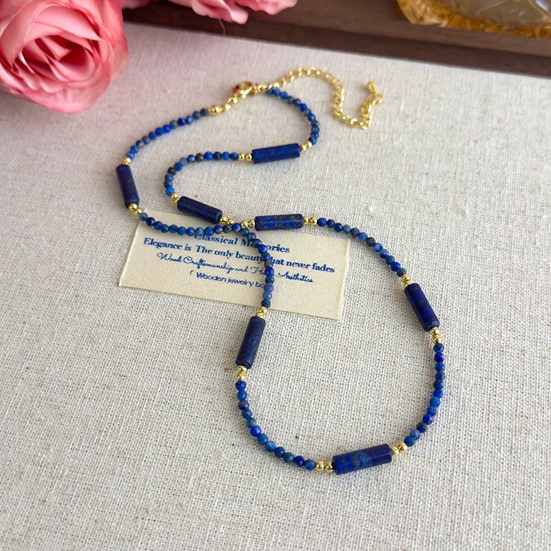 Nuova collana di perline di cristallo blu lapislazzuli cinese per le donne, stile celebrità di Internet, versatile e stratificabile, con clavicola_voghion.com