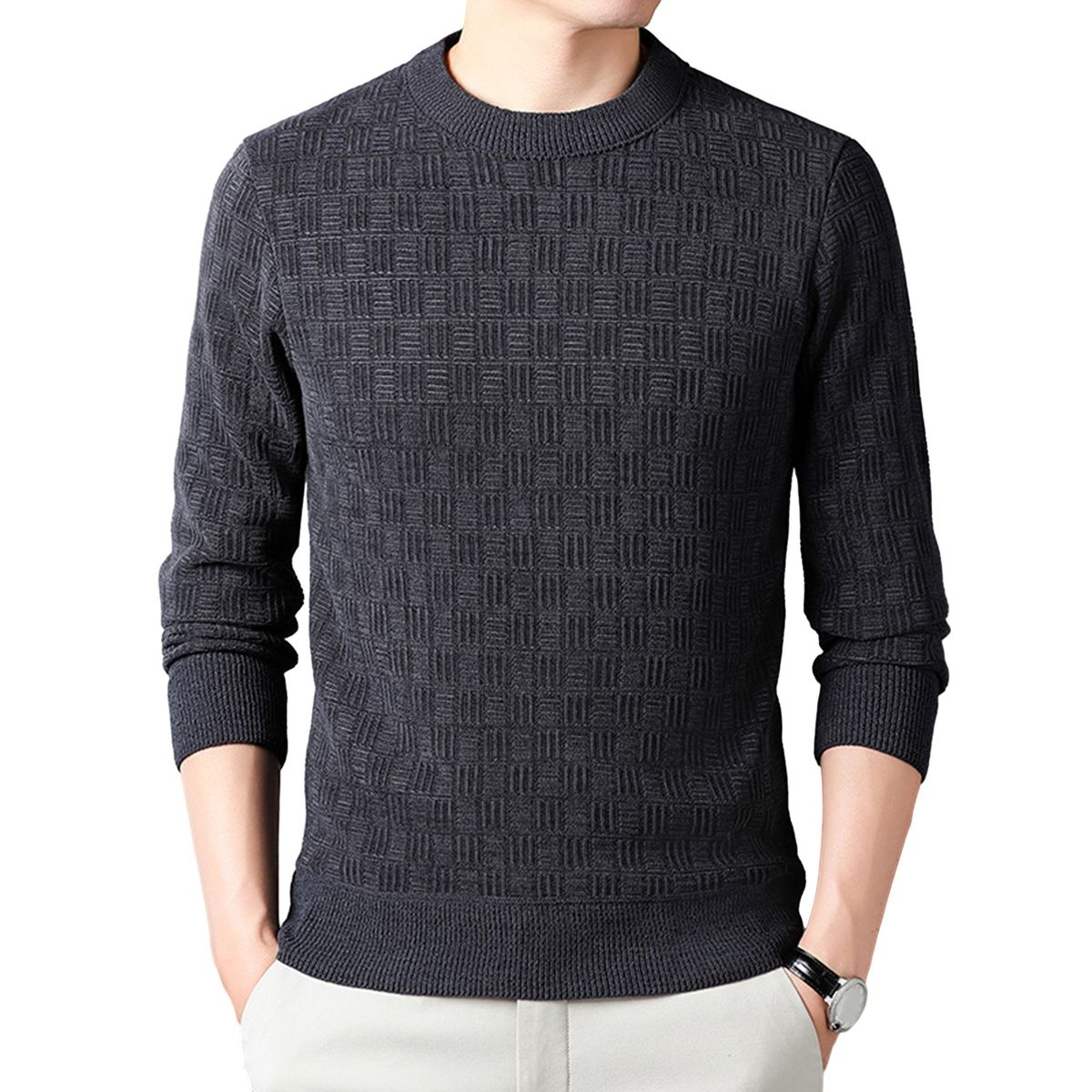 Tina Maglione da uomo tinta unita maglione da uomo lavorato a maglia maglione invernale da uomo caldo slim fit plus size pullover lavorato a maglia morbido546_voghion.com