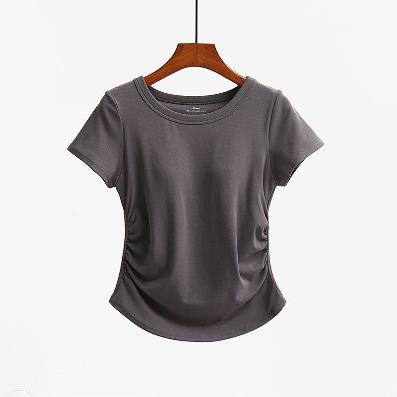Yoga outfit for women, summer high-end Pilates training, running, short sleeved professional fitness top, T-shirt_voghion.com