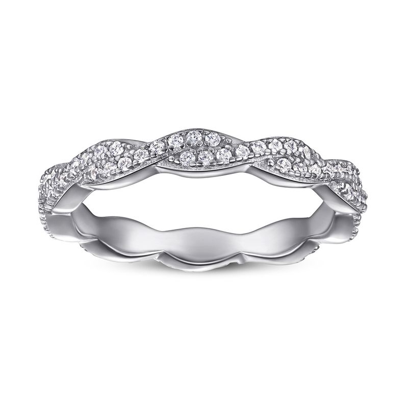 Anello in argento Sterling S925 – Anello Twist Love con diamanti per donna (disponibile all'ingrosso)_voghion.com