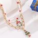 Set di collane natalizie a strati placcate in oro per donna, catena di perline con ghirlanda e ciondolo ad albero, gioielli per feste di Natale_voghion.com