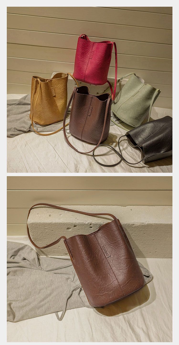 Nuova borsa a secchiello plissettata di grande capacità, borsa da donna, borsa a tracolla edizione coreana 2025_voghion.com