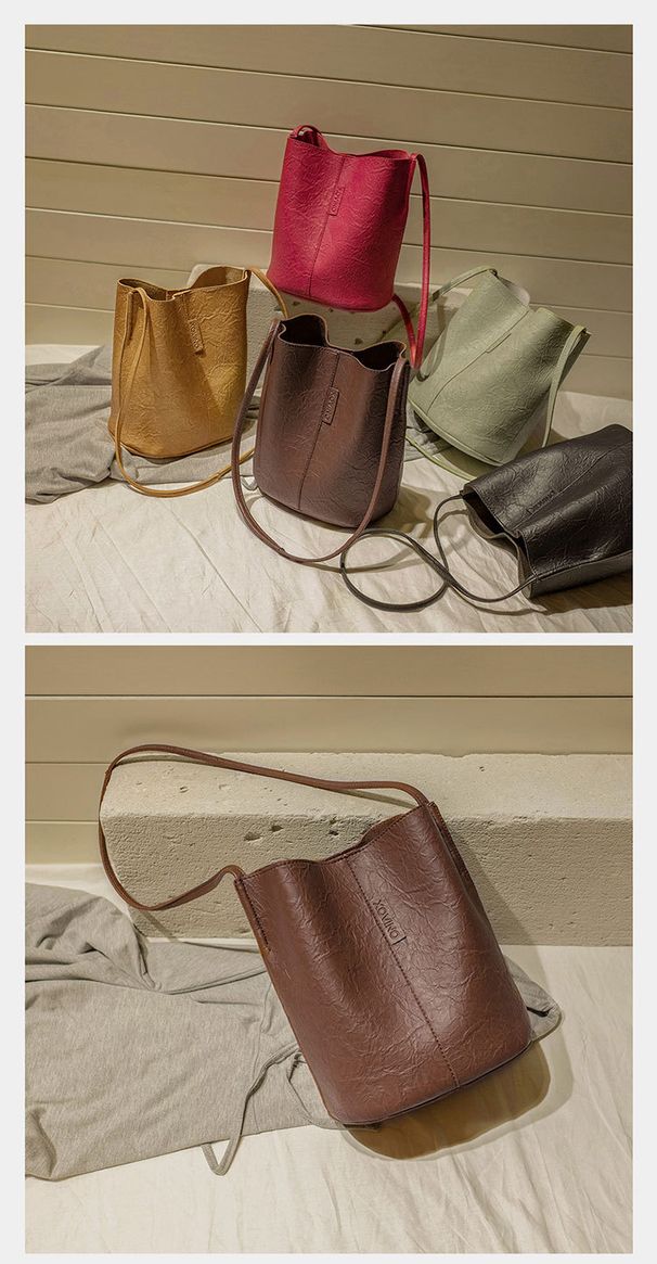 Nuova borsa a secchiello plissettata di grande capacità, borsa da donna, borsa a tracolla edizione coreana 2025_voghion.com