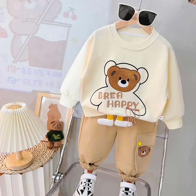 Men's women's cartoon children's 2024 spring and round neck hoodie set, baby handsome new style autumn_voghion.com