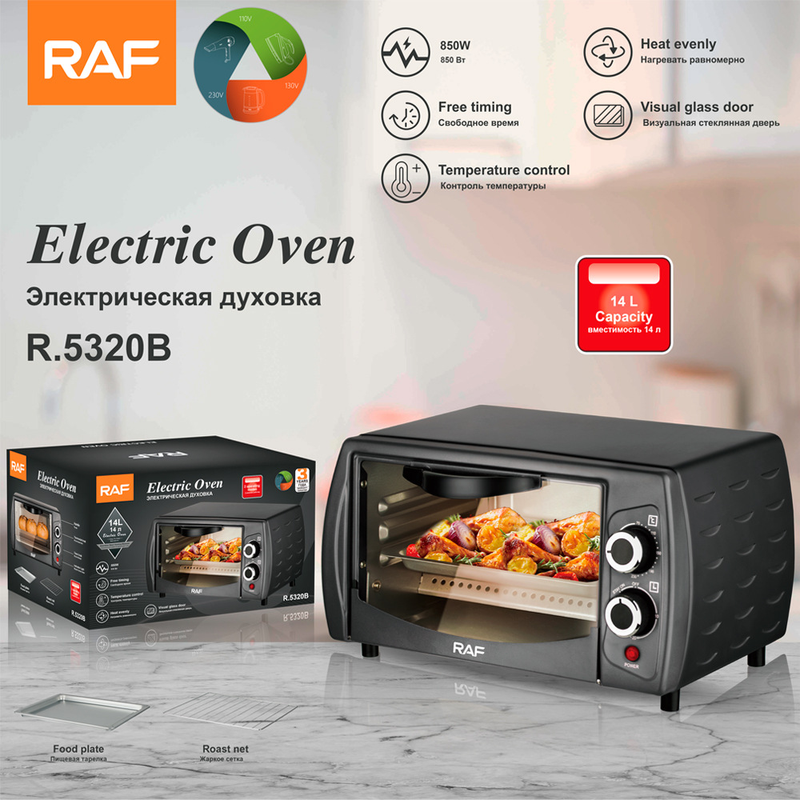 RAF EU Standard Cross-Border Electric Home 14L Mini Air Oven Multifunctional Bread And Cake Maker_voghion.com