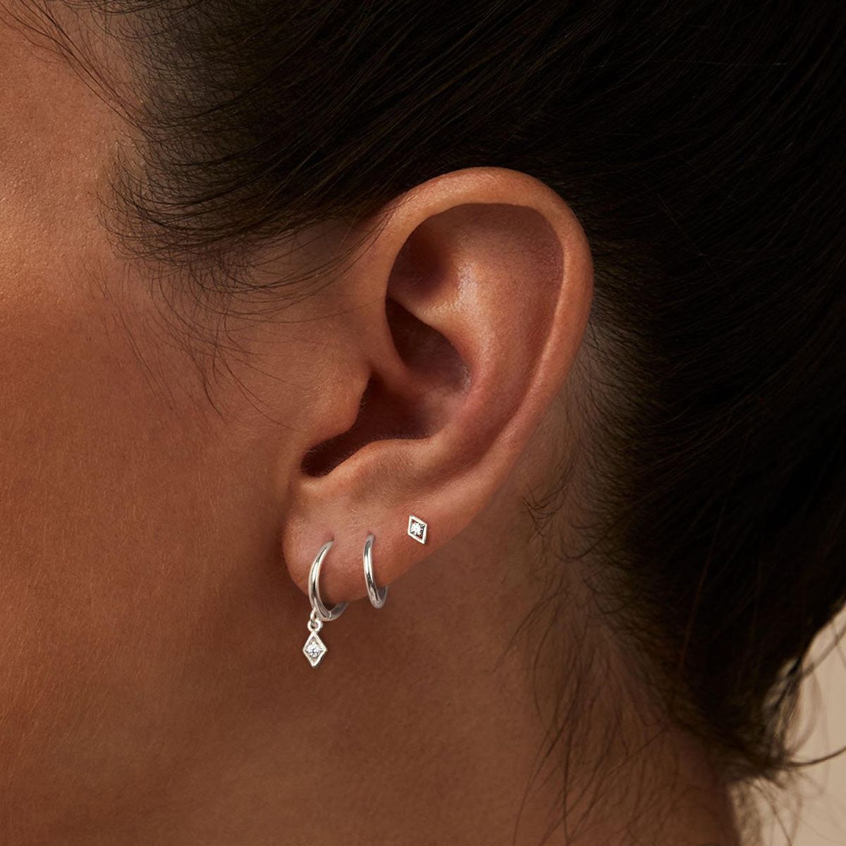 Ottone con placcatura in oro vero, orecchini a tre pezzi in oro semplici ed eleganti con zircone, molto venduti_voghion.com