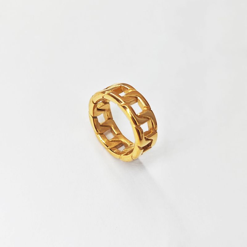 Anello alla moda da uomo con catena cubana intrecciata, personalità alla moda, gioiello in acciaio inossidabile_voghion.com