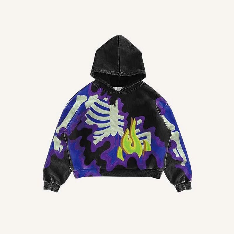 2025 Nouvelle Mode Gothique Harajuku Squelette Squelette 3D Sweat Capuche Imprimé Pour Garçons À La Mode Marque Sweat À Capuche_voghion.com